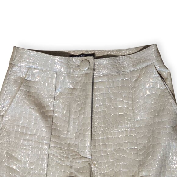 Nasty Gal Beige Faux Leather Croc Pants Size 6 - Picture 2 of 6